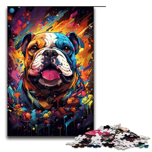 1000-teiliges farbenfrohes psychedelisches Bulldoggen-Puzzle für Erwachsene ganze Familie. Größe 50 x 75 cm 1000-teiliges farbenfrohes psychedelisches Bulldoggen-Puzzle für Erwachsene ganze Familie. Größe 50 x 75 cm von KJYMNC