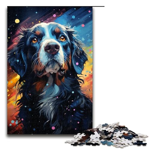 1000-teiliges farbenfrohes psychedelisches Hunde-Puzzle für Erwachsene ganze Familie. Größe 50 x 75 cm von KJYMNC
