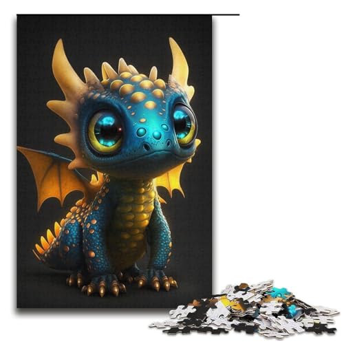 1000-teiliges süßes Baby-Drachen-Puzzle für Kinder, Papppuzzle, Familienaktivität, Größe 38 x 26 cm von KJYMNC