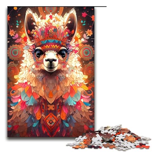 Alpaka-Puzzle, 1000 Teile, Puzzle für Erwachsene, Mitmach-Spiel, Kunstwerk, Geschenk für Teenager ab 14 Jahren, Größe 50 x 75 cm von KJYMNC