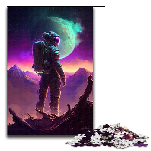 Astronauten-Puzzle, 1000 Teile, Puzzle für Erwachsene, Mitmach-Spiel, Kunstwerk, Geschenk für Teenager ab 14 Jahren, Größe 50 x 75 cm von KJYMNC