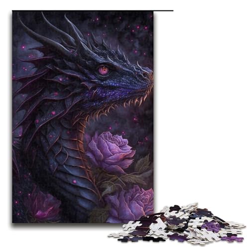 Black Dragon Puzzle, 1000 Teile, Puzzle für Erwachsene, Mitmach-Spiel, Kunstwerk, Geschenk für Teenager ab 14 Jahren, Größe 50 x 75 cm von KJYMNC