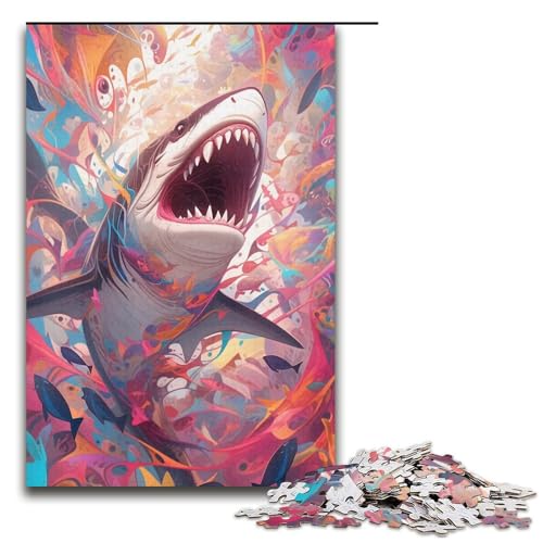 Buntes Hai-Puzzle, 1000 Teile, Puzzle für Erwachsene, praktisches Spiel, Kunstwerk, Geschenk für Teenager ab 14 Jahren, Größe 38 x 26 cm Buntes Hai-Puzzle, 1000 Teile, Puzzle für Erwachsene, praktisches Spiel, Kunstwerk, Geschenk für Teenager ab 14 Jahren, Größe 38 x 26 cm von KJYMNC