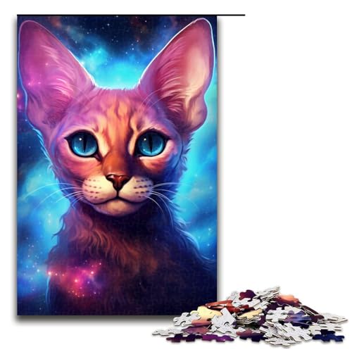 Buntes Katzen-Puzzle für Erwachsene, 1000 Teile, Familienspaß-Puzzle, Stressabbau, schwierige Herausforderung, Größe 50 x 75 cm von KJYMNC