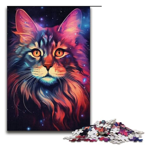 Buntes Katzenpuzzle, 1000 Teile, Puzzle für Erwachsene, lustiges Puzzle für Teenager ab 14 Jahren, Größe 38 x 26 cm von KJYMNC