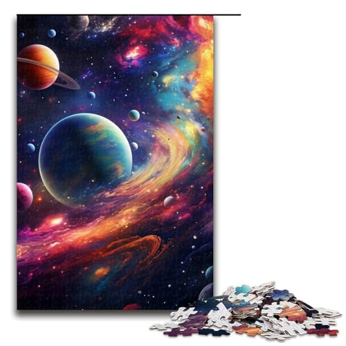 Buntes Planeten-Puzzle, 1000 Teile, Puzzle für Erwachsene, praktisches Spiel, Kunstwerk, Geschenk für Teenager ab 14 Jahren, Größe 50 x 75 cm von KJYMNC