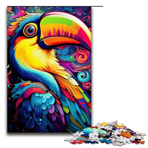 Buntes Tukan-Puzzle, 1000 Teile, Puzzle für Erwachsene, Mitmach-Spiel, Kunstwerk, Geschenk für Teenager ab 14 Jahren, Größe 50 x 75 cm von KJYMNC