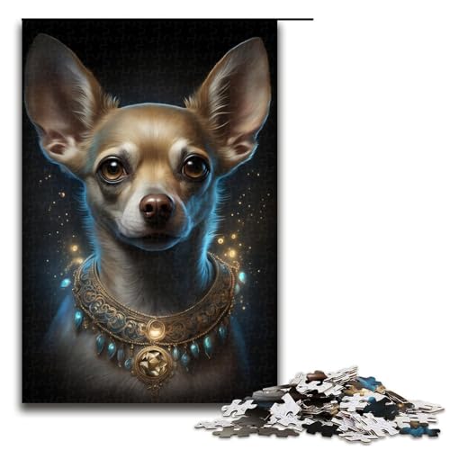 Chihuahua-Puzzle mit 1000 Teilen für Kinder, Holzpuzzle, Familienaktivität, Größe 50 x 75 cm von KJYMNC