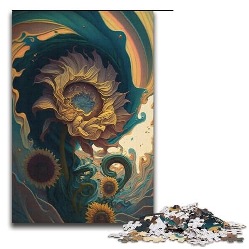 Cosmic Sunflower Puzzle, 1000 Teile, Puzzle für Erwachsene, Mitmach-Spiel, Kunstwerk, Geschenk für Teenager ab 14 Jahren, Größe 38 x 26 cm von KJYMNC