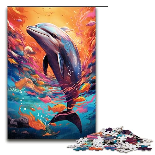 Delphin-Puzzle, 1000 Teile, Puzzle für Erwachsene, Mitmach-Spiel, Kunstwerk, Geschenk für Teenager ab 14 Jahren, Größe 50 x 75 cm von KJYMNC