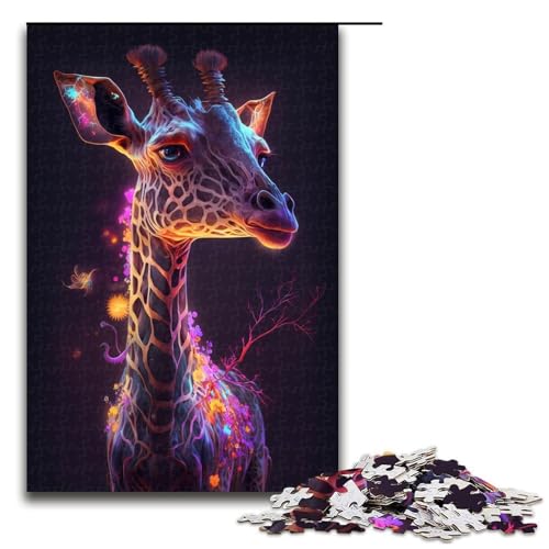 Fantasy-Giraffe-Puzzle, 1000 Teile, Puzzle für Erwachsene, praktisches Spiel, Kunstwerk, Geschenk für Teenager ab 14 Jahren, Größe 50 x 75 cm von KJYMNC