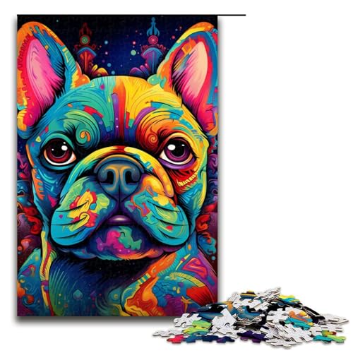 Französische Bulldogge Puzzle 1000 Teile Puzzle für Erwachsene, Geschenke zum Geburtstag, Geschenke für Teenager ab 14 Jahren, Größe 50 x 75 cm von KJYMNC
