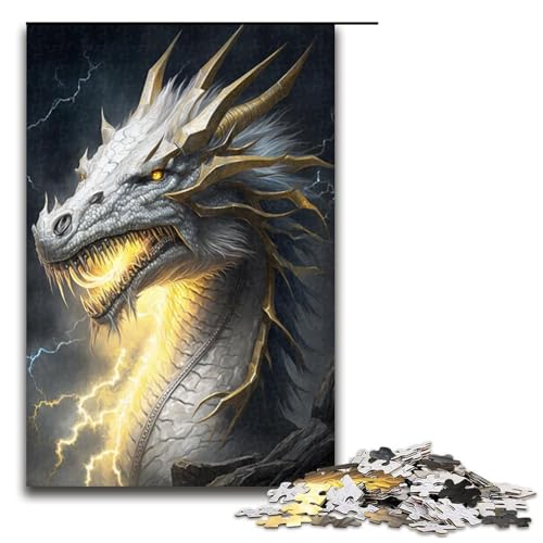 Golden Ice Dragon Puzzle, 1000 Teile, Puzzle für Erwachsene, praktisches Spiel, Kunstwerk, Geschenk für Teenager ab 14 Jahren, Größe 50 x 75 cm von KJYMNC