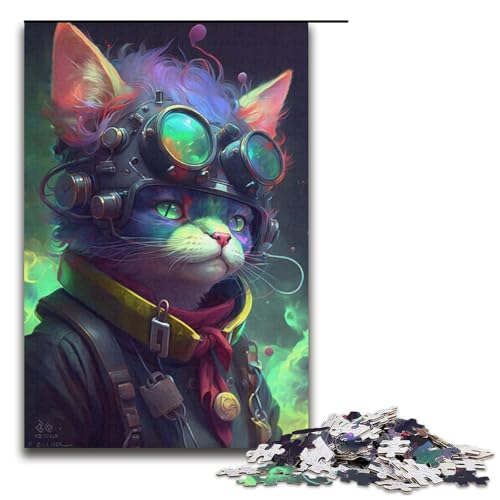 Katzenpuzzle, 1000 Teile, Puzzle für Erwachsene, Mitmachspiel, Kunstwerk, Geschenk für Teenager ab 14 Jahren, Größe 38 x 26 cm von KJYMNC