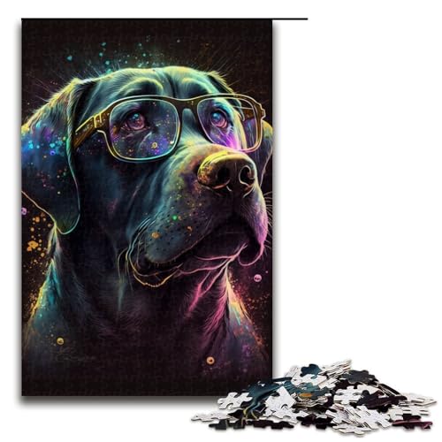 Lustige Puzzles für Erwachsene, 1000 Teile, Labrador mit Brille, Holzpuzzle für Erwachsene, tolles Geschenk, Größe 50 x 75 cm Lustige Puzzles für Erwachsene, 1000 Teile, Labrador mit Brille, Holzpuzzle für Erwachsene, tolles Geschenk, Größe 50 x 75 cm von KJYMNC