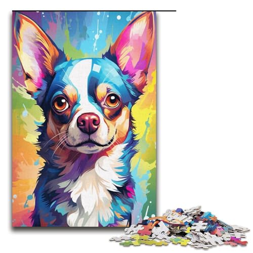 Malen, Bunte Chihuahua-Hundekunst, 1000-teiliges Puzzle für Erwachsene, Familienspaß, Puzzle zum Stressabbau, schwierige Herausforderung, Größe 38 x 26 cm Malen, Bunte Chihuahua-Hundekunst, 1000-teiliges Puzzle für Erwachsene, Familienspaß, Puzzle zum Stressabbau, schwierige Herausforderung, Größe 38 x 26 cm von KJYMNC