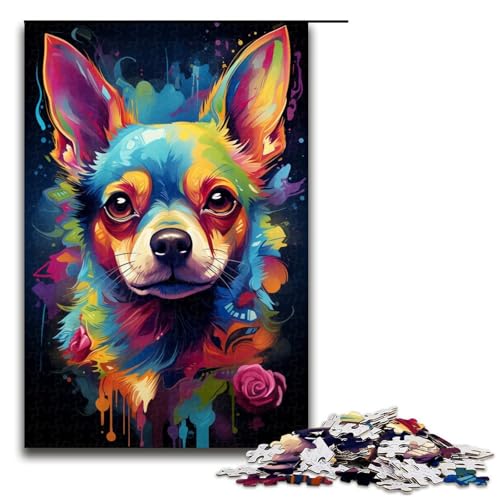 Malen, buntes Chihuahua-Hunde-Kunstpuzzle, 1000 Teile, Puzzle für Erwachsene, Spiel, lustiges Puzzle für und Teenager ab 14 Jahren, Größe 50 x 75 cm Malen, buntes Chihuahua-Hunde-Kunstpuzzle, 1000 Teile, Puzzle für Erwachsene, Spiel, lustiges Puzzle für und Teenager ab 14 Jahren, Größe 50 x 75 cm von KJYMNC