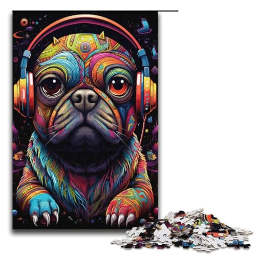 Mops-Puzzle, 1000 Teile, Puzzle für Erwachsene, praktisches Spiel, Kunstwerk, Geschenk für Teenager ab 14 Jahren, Größe 38 x 26 cm von KJYMNC