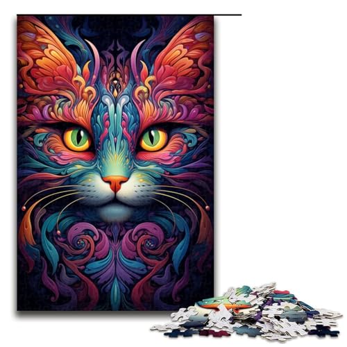 Psychedelisches Katzengesicht-Puzzle, 1000 Teile, Puzzle für Erwachsene, praktisches Spiel, Kunstwerk, Geschenk für Teenager ab 14 Jahren, Größe 50 x 75 cm Psychedelisches Katzengesicht-Puzzle, 1000 Teile, Puzzle für Erwachsene, praktisches Spiel, Kunstwerk, Geschenk für Teenager ab 14 Jahren, Größe 50 x 75 cm von KJYMNC