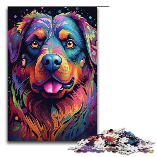 Psychedelisches Rottweiler-Puzzle, 1000 Teile, Puzzle für Erwachsene, Geburtstagsgeschenk, Geschenke für Teenager ab 14 Jahren, Größe 38 x 26 cm Psychedelisches Rottweiler-Puzzle, 1000 Teile, Puzzle für Erwachsene, Geburtstagsgeschenk, Geschenke für Teenager ab 14 Jahren, Größe 38 x 26 cm von KJYMNC