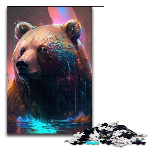 Puzzle 1000 Teile, Braunbär-Malpuzzle für Erwachsene, Holzpuzzle, Denksportaufgabe für Erwachsene, Größe 50 x 75 cm Puzzle 1000 Teile, Braunbär-Malpuzzle für Erwachsene, Holzpuzzle, Denksportaufgabe für Erwachsene, Größe 50 x 75 cm von KJYMNC