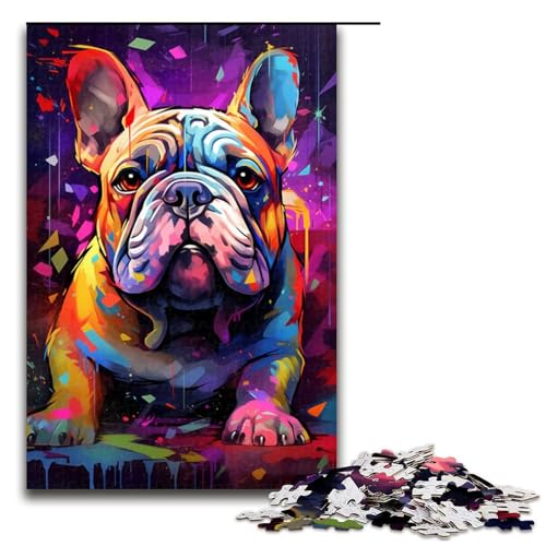 Puzzle 1000 Teile, Bunte Bulldogge, Holzpuzzle, Lernspiele, Heimdekoration, Größe 50 x 75 cm Puzzle 1000 Teile, Bunte Bulldogge, Holzpuzzle, Lernspiele, Heimdekoration, Größe 50 x 75 cm von KJYMNC