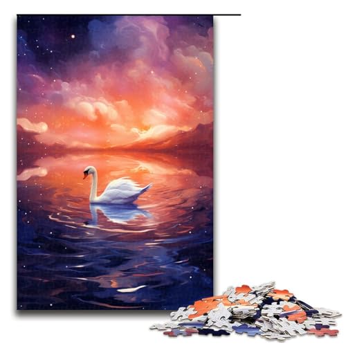 Puzzle 1000 Teile, Bunte Schwäne, Holzpuzzle, Lernspiele, Heimdekoration, Größe 50 x 75 cm Puzzle 1000 Teile, Bunte Schwäne, Holzpuzzle, Lernspiele, Heimdekoration, Größe 50 x 75 cm von KJYMNC
