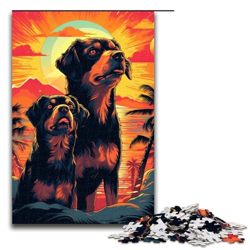 Puzzle 1000 Teile, Hunde mit der Sonne im Hintergrund, Holzpuzzle, Lernspiele, Heimdekoration, Größe 50 x 75 cm Puzzle 1000 Teile, Hunde mit der Sonne im Hintergrund, Holzpuzzle, Lernspiele, Heimdekoration, Größe 50 x 75 cm von KJYMNC
