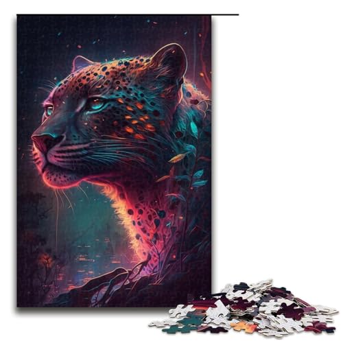 Puzzle 1000 Teile, Leoparden-Malpuzzle für Erwachsene, Holzpuzzle, Denksportaufgabe für Erwachsene, Größe 50 x 75 cm Puzzle 1000 Teile, Leoparden-Malpuzzle für Erwachsene, Holzpuzzle, Denksportaufgabe für Erwachsene, Größe 50 x 75 cm von KJYMNC