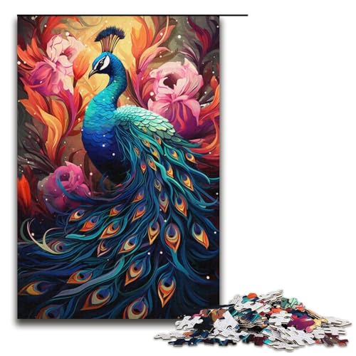 Puzzle 1000 Teile, Malen, bunter Pfau, Puzzle für Erwachsene, Papppuzzle, Denksportaufgabe für Erwachsene, Größe 38 x 26 cm Puzzle 1000 Teile, Malen, bunter Pfau, Puzzle für Erwachsene, Papppuzzle, Denksportaufgabe für Erwachsene, Größe 38 x 26 cm von KJYMNC