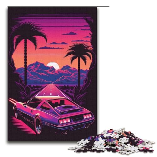 Puzzle 1000 Teile, Neonlandschaft, Papppuzzle, Lernspiele, Heimdekoration, Größe 38 x 26 cm von KJYMNC