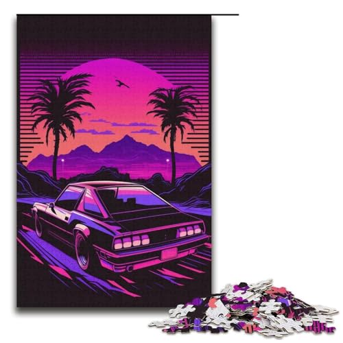 Puzzle 1000 Teile, Neonlandschaft, Papppuzzle, Lernspiele, Heimdekoration, Größe 38 x 26 cm von KJYMNC