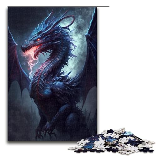 Puzzle 1000 Teile, Schwarzer Eisdrache, Puzzle für Erwachsene, Holzpuzzle, Denksportaufgabe für Erwachsene, Größe 50 x 75 cm Puzzle 1000 Teile, Schwarzer Eisdrache, Puzzle für Erwachsene, Holzpuzzle, Denksportaufgabe für Erwachsene, Größe 50 x 75 cm von KJYMNC