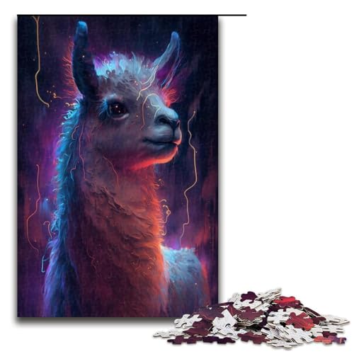 Puzzle 1000 Teile, Tier-Alpaka-Malerei, Puzzle für Erwachsene, tolles Geschenk für Erwachsene, Größe 50 x 75 cm von KJYMNC