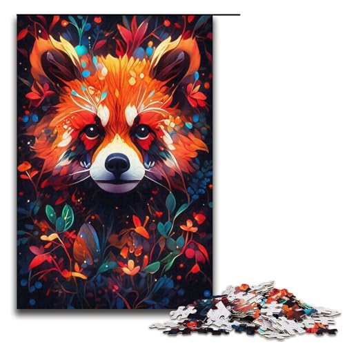 Puzzle 1000 Teile, bunter roter Panda, Papppuzzle, Lernspiele, Heimdekoration, Größe 38 x 26 cm von KJYMNC