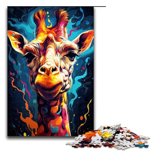 Puzzle 1000 Teile, buntes Giraffengemälde, Holzpuzzle, Lernspiele, Heimdekoration, Größe 50 x 75 cm Puzzle 1000 Teile, buntes Giraffengemälde, Holzpuzzle, Lernspiele, Heimdekoration, Größe 50 x 75 cm von KJYMNC