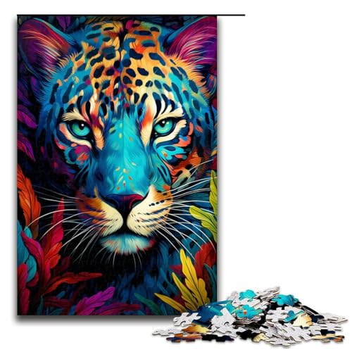 Puzzle 1000 Teile, buntes Leoparden-Puzzle für Erwachsene, tolles Geschenk für Erwachsene, Größe 50 x 75 cm von KJYMNC