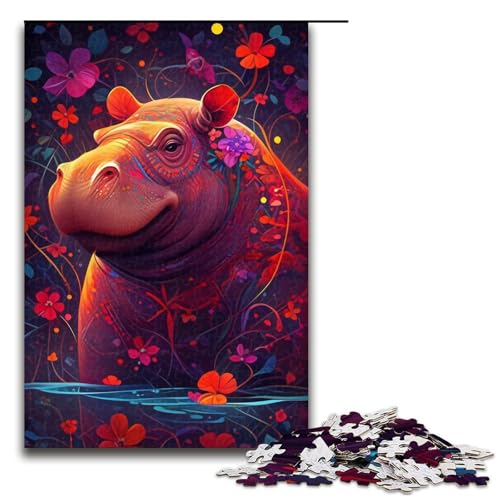 Puzzle 1000 Teile, buntes Nilpferd-Puzzle, Holzpuzzle, Lernspiele, Heimdekoration, Größe 50 x 75 cm Puzzle 1000 Teile, buntes Nilpferd-Puzzle, Holzpuzzle, Lernspiele, Heimdekoration, Größe 50 x 75 cm von KJYMNC