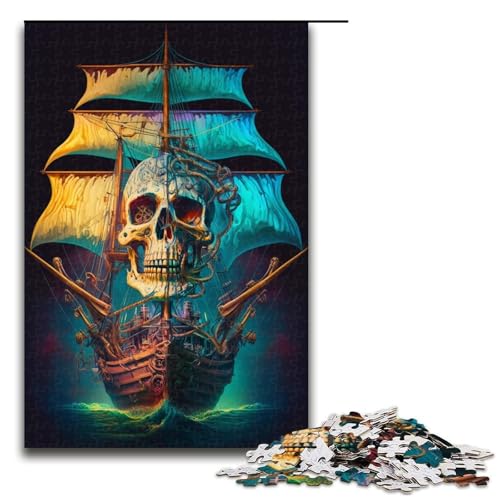 Puzzle 1000 Teile, buntes Piratenschiff-Puzzle für Erwachsene, tolles Geschenk für Erwachsene, Größe 50 x 75 cm von KJYMNC