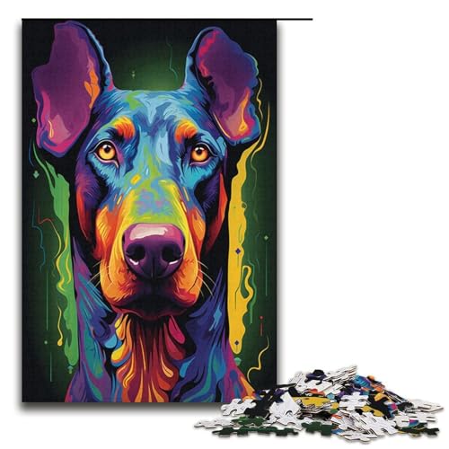 Puzzle 1000 Teile, farbiges Dobermann-Puzzle, Papppuzzle, Lernspiele, Heimdekoration, Größe 38 x 26 cm Puzzle 1000 Teile, farbiges Dobermann-Puzzle, Papppuzzle, Lernspiele, Heimdekoration, Größe 38 x 26 cm von KJYMNC