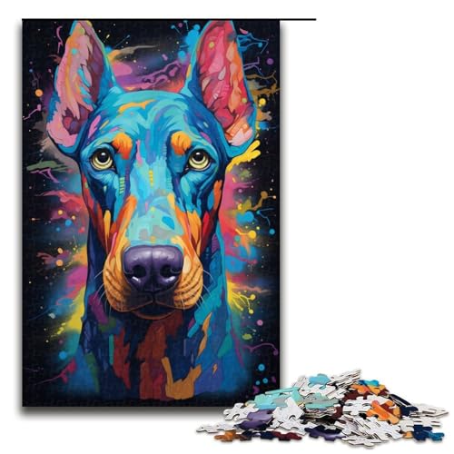 Puzzle 1000 Teile, farbiges Dobermann-Puzzle für Erwachsene, Holzpuzzle, Lernspiel für Erwachsene, Größe 50 x 75 cm Puzzle 1000 Teile, farbiges Dobermann-Puzzle für Erwachsene, Holzpuzzle, Lernspiel für Erwachsene, Größe 50 x 75 cm von KJYMNC