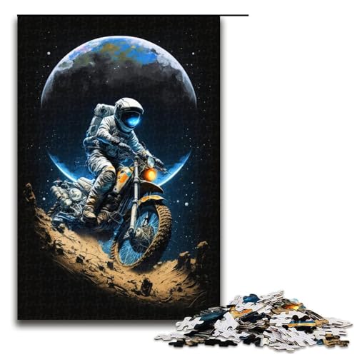 Puzzle 1000 Teile Astronaut auf Motorrad Puzzle für Erwachsene Holzpuzzle Lernspiel für Erwachsene Größe 50x75 cm von KJYMNC