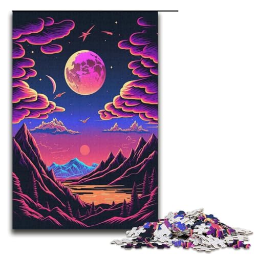 Puzzle 1000 Teile Berglandschaft Puzzle für Erwachsene Kartonpuzzle Lernspiel für Erwachsene Größe 38x26 cm von KJYMNC