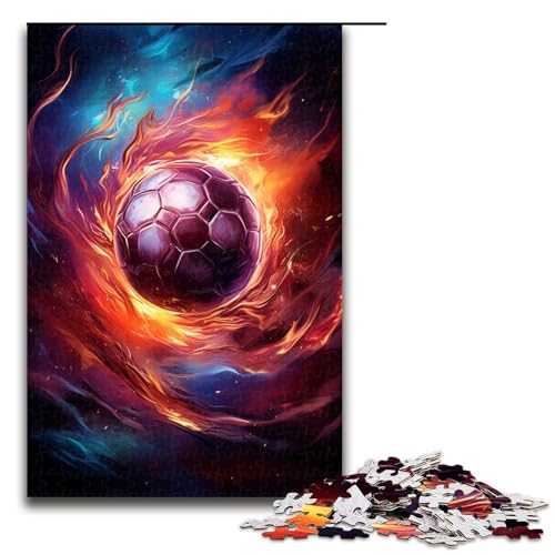 Puzzle 1000 Teile Buntes Fußballpuzzle für Erwachsene Holzpuzzle Lernspiel für Erwachsene Größe 50x75 cm von KJYMNC