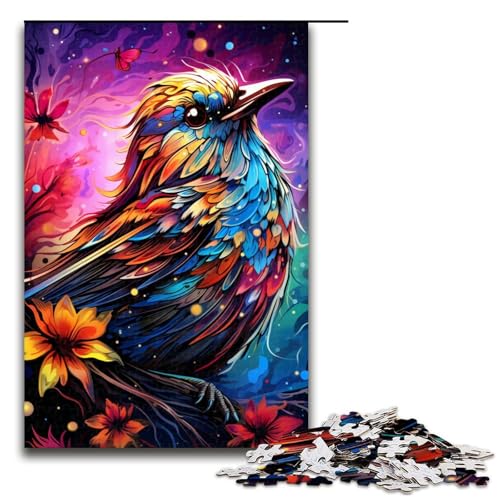 Puzzle 1000 Teile Buntes Spatzenpuzzle für Erwachsene Holzpuzzle Lernspiel für Erwachsene Größe 50x75 cm von KJYMNC
