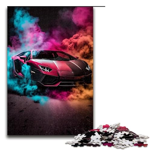 Puzzle 1000 Teile Cooles Sportwagen-Puzzle für Erwachsene, Holzpuzzle, Lernspiel für Erwachsene, Größe 50 x 75 cm von KJYMNC