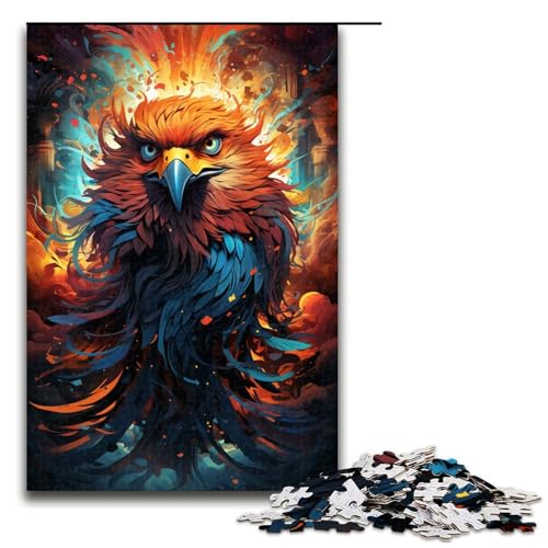 Puzzle 1000 Teile Farbmalerei Phoenix Puzzle für Erwachsene Holzpuzzle Lernspiel für Erwachsene Größe 50x75 cm von KJYMNC