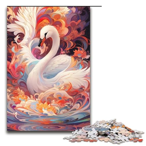 Puzzle 1000 Teile Farbschwan Puzzle für Erwachsene Holzpuzzle Lernspiel für Erwachsene Größe 50x75 cm von KJYMNC
