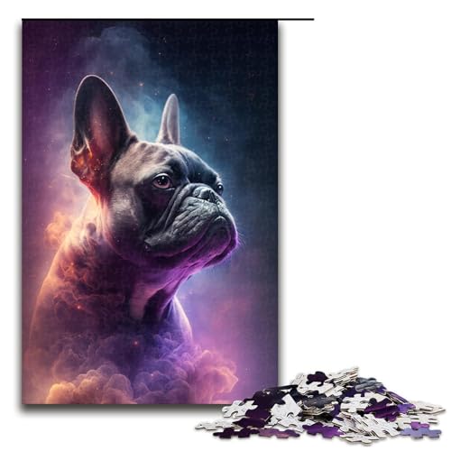 Puzzle 1000 Teile Französische Bulldogge Wolkenpuzzle für Erwachsene Holzpuzzle Lernspiel für Erwachsene Größe 50x75 cm von KJYMNC