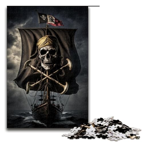 Puzzle 1000 Teile Piratenskelettschiff Puzzle für Erwachsene, tolles Geschenk für Erwachsene, Größe 50 x 75 cm von KJYMNC